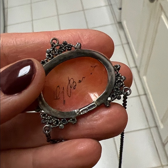 Sterling Silver Floral Cameo Pendant Necklace - Picture 8 of 10